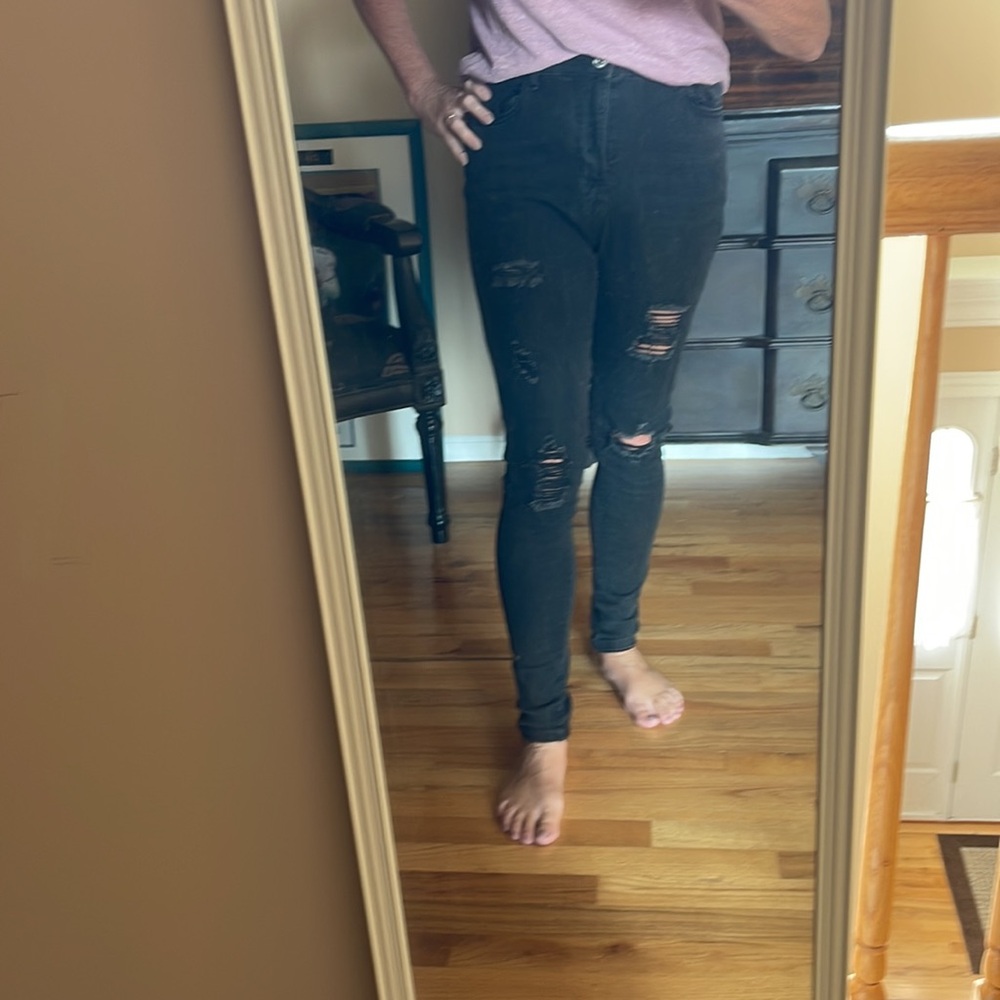 Stretchy high waisted black jeans M